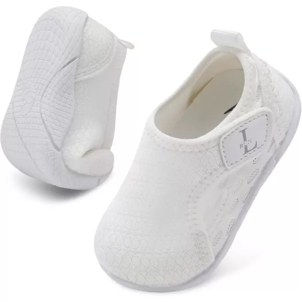 LRUN Toddler Shoes Boys Girls Barefoot Sneaker NonSlip Kids Water Shoes Wide Walking Shoes Baby Quick Dry Breathable Summer Socks Shoes for Outdoor IndoorWhite