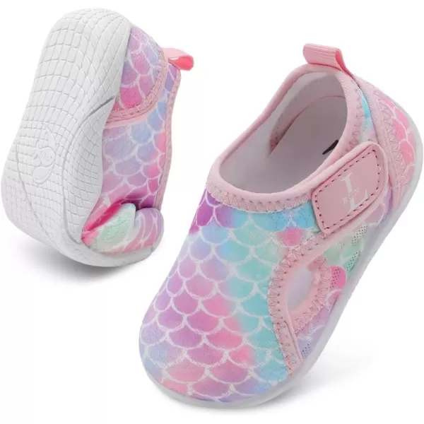 LRUN Toddler Shoes Boys Girls Barefoot Sneaker NonSlip Kids Water Shoes Wide Walking Shoes Baby Quick Dry Breathable Summer Socks Shoes for Outdoor IndoorColorful Mermaid