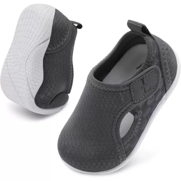 LRUN Toddler Shoes Boys Girls Barefoot Sneaker NonSlip Kids Water Shoes Wide Walking Shoes Baby Quick Dry Breathable Summer Socks Shoes for Outdoor IndoorGrey