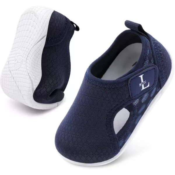 LRUN Toddler Shoes Boys Girls Barefoot Sneaker NonSlip Kids Water Shoes Wide Walking Shoes Baby Quick Dry Breathable Summer Socks Shoes for Outdoor IndoorNavy