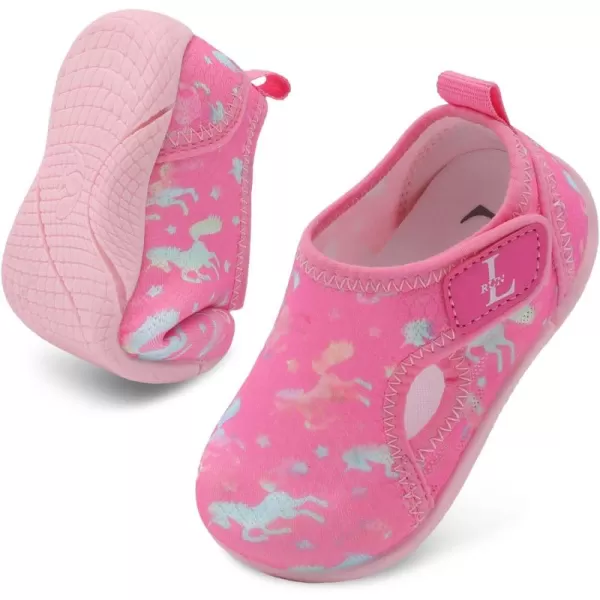 LRUN Toddler Shoes Boys Girls Barefoot Sneaker NonSlip Kids Water Shoes Wide Walking Shoes Baby Quick Dry Breathable Summer Socks Shoes for Outdoor IndoorPink Horse