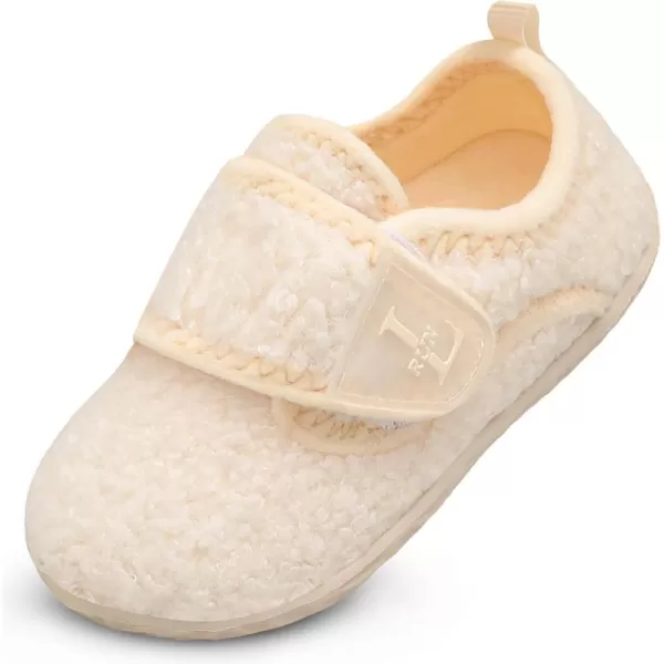 LRUN Toddler Slippers for Girls Boys Warm Household Shoes Kids Winter Slippers with Microfleece Lining for Indoor OutdoorBeige
