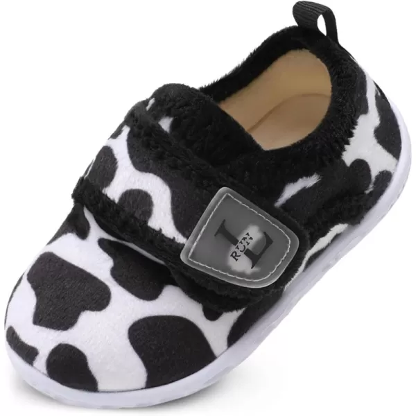 LRUN Toddler Slippers for Girls Boys Warm Household Shoes Kids Winter Slippers with Microfleece Lining for Indoor OutdoorCow