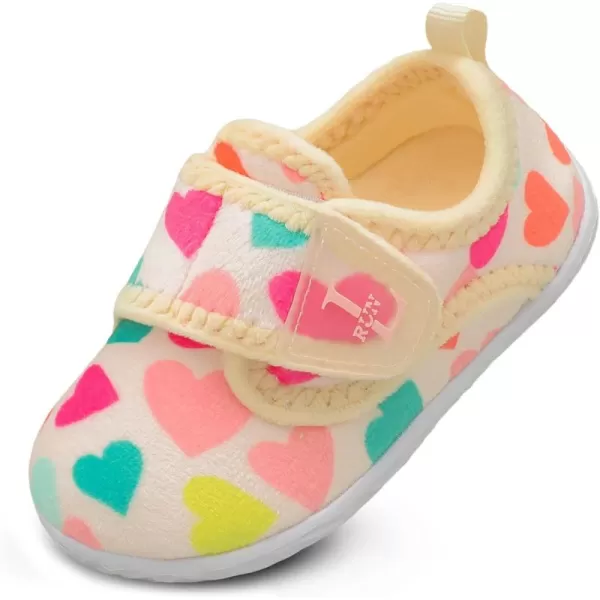 LRUN Toddler Slippers for Girls Boys Warm Household Shoes Kids Winter Slippers with Microfleece Lining for Indoor OutdoorHeart