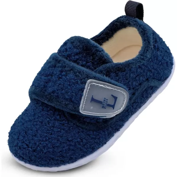 LRUN Toddler Slippers for Girls Boys Warm Household Shoes Kids Winter Slippers with Microfleece Lining for Indoor OutdoorNavy