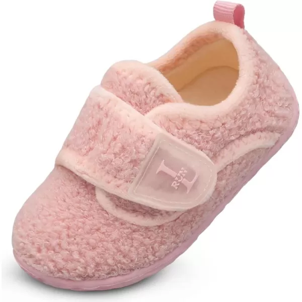LRUN Toddler Slippers for Girls Boys Warm Household Shoes Kids Winter Slippers with Microfleece Lining for Indoor OutdoorPink