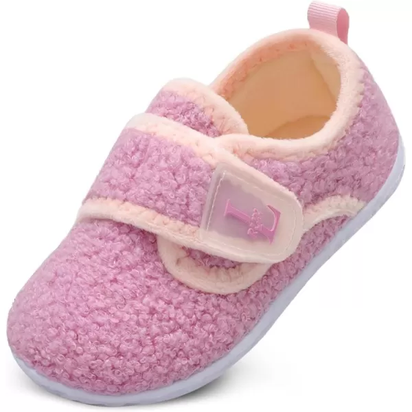 LRUN Toddler Slippers for Girls Boys Warm Household Shoes Kids Winter Slippers with Microfleece Lining for Indoor OutdoorPurple