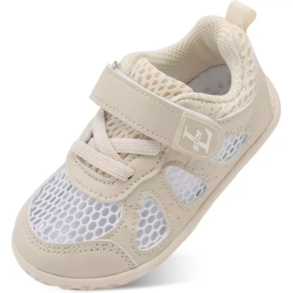 LRUN Toddler Sneakers Boys Girls Barefoot Summer Walking Shoes Toddler Boy Tennis Shoes Mesh LightweightBeige
