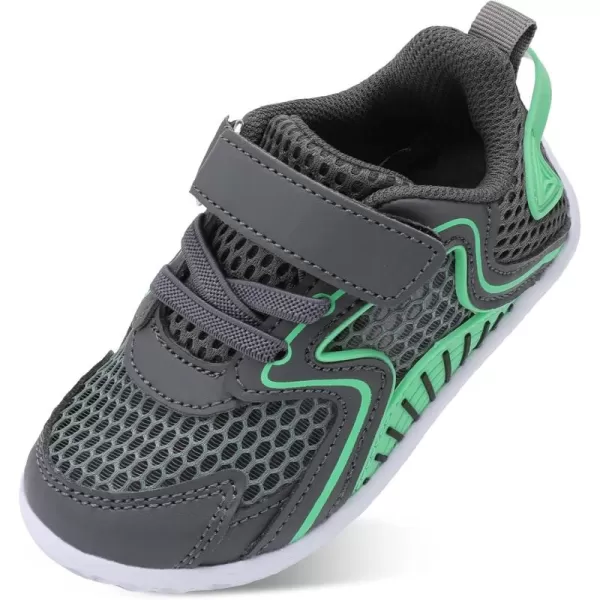 LRUN Toddler Sneakers Boys Girls Barefoot Summer Walking Shoes Toddler Boy Tennis Shoes Mesh LightweightDark Grey