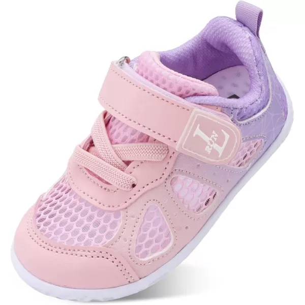 LRUN Toddler Sneakers Boys Girls Barefoot Summer Walking Shoes Toddler Boy Tennis Shoes Mesh LightweightG Pink Purple