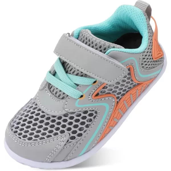 LRUN Toddler Sneakers Boys Girls Barefoot Summer Walking Shoes Toddler Boy Tennis Shoes Mesh LightweightLight Grey