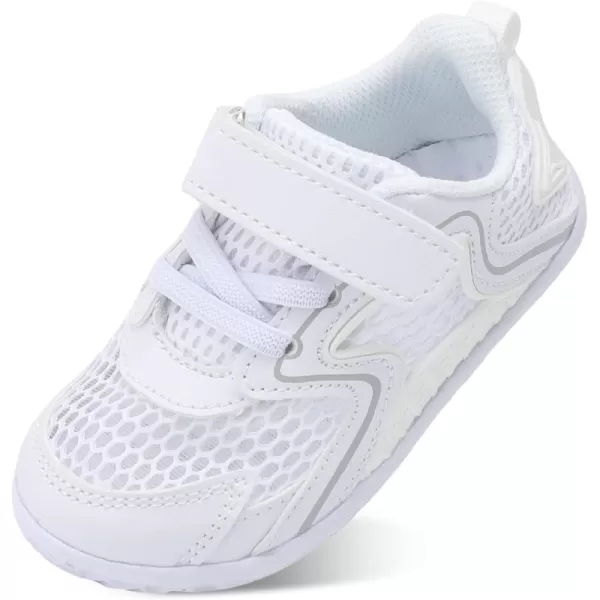 LRUN Toddler Sneakers Boys Girls Barefoot Summer Walking Shoes Toddler Boy Tennis Shoes Mesh LightweightWhite Silver