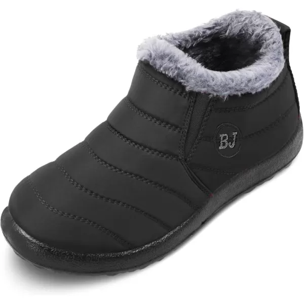 LRUN Womens Boots Ankle Snow Boots Wide Slip on Mens Winter Boots Warm Lightweight Outdoor Footwear BarefootBlack