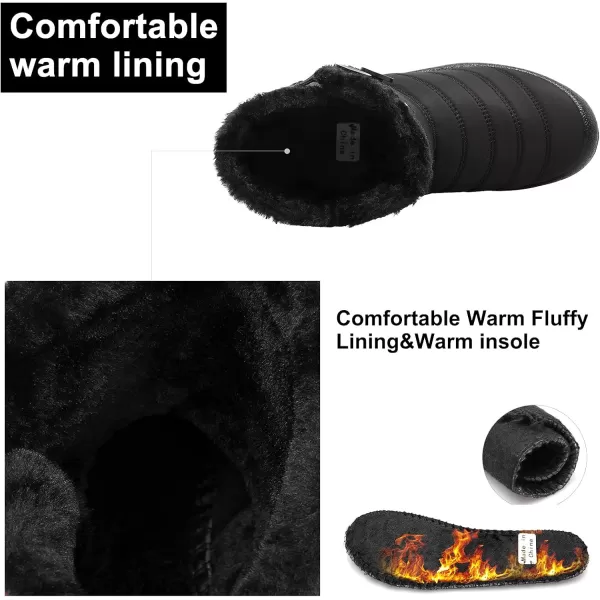 LRUN Ankle Snow Boots for Women Men Fur Winter Snow Boots Warm Black Women75 Men7 M US