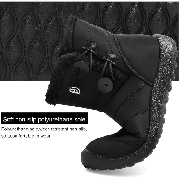 LRUN Ankle Snow Boots for Women Men Fur Winter Snow Boots Warm Black Women75 Men7 M US