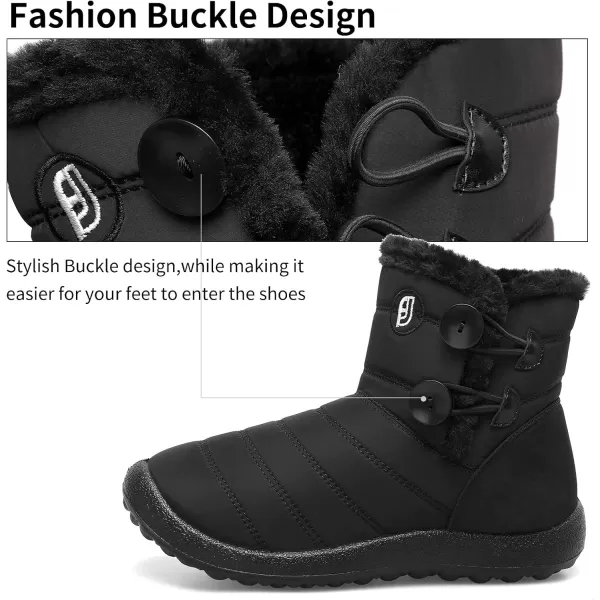 LRUN Ankle Snow Boots for Women Men Fur Winter Snow Boots Warm Black Women75 Men7 M US