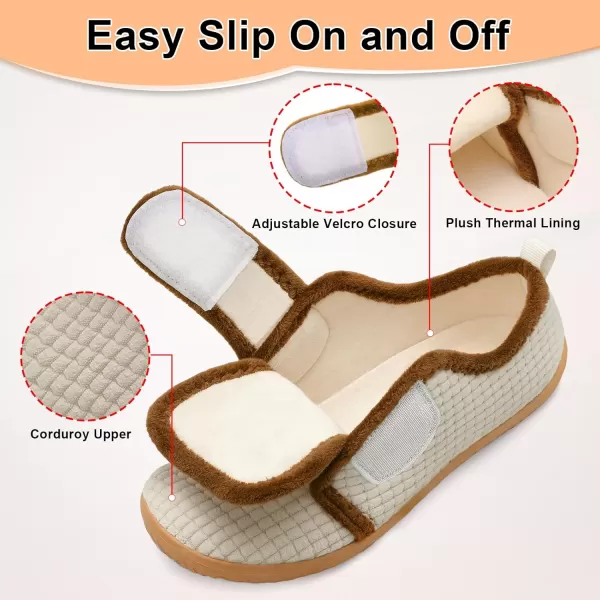 LRUN Barefoot Womens Men Slippers Soft House Slippers for Women Indoor and Outdoor Adjustable Mens Home Shoes Lightweight Bedroom SlippersBeige