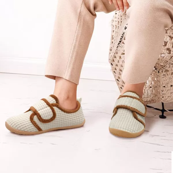 LRUN Barefoot Womens Men Slippers Soft House Slippers for Women Indoor and Outdoor Adjustable Mens Home Shoes Lightweight Bedroom SlippersBeige