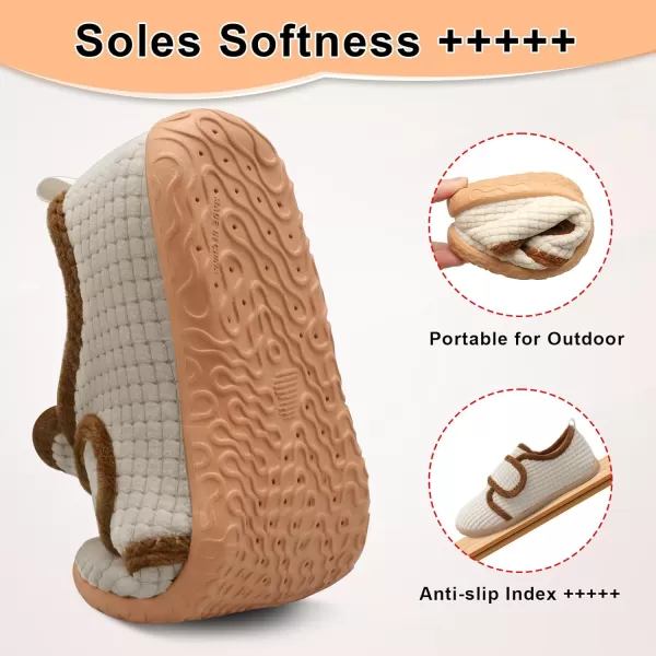 LRUN Barefoot Womens Men Slippers Soft House Slippers for Women Indoor and Outdoor Adjustable Mens Home Shoes Lightweight Bedroom SlippersBeige