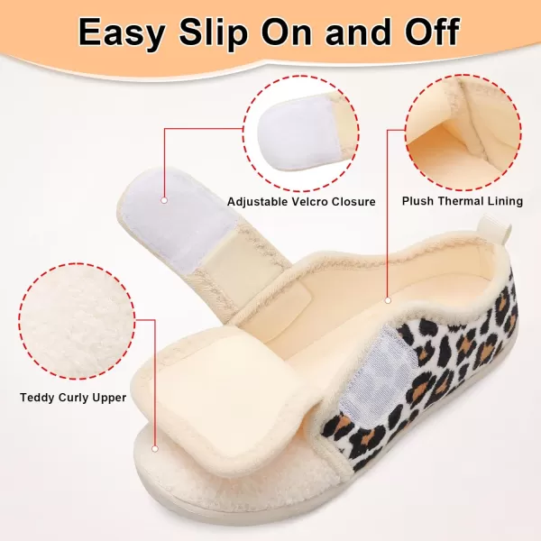 LRUN Barefoot Womens Men Slippers Soft House Slippers for Women Indoor and Outdoor Adjustable Mens Home Shoes Lightweight Bedroom SlippersBeige Leopard