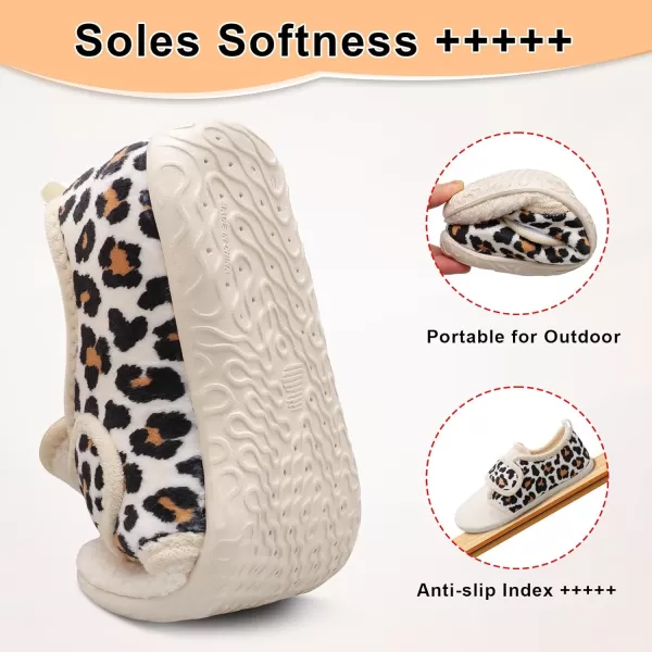 LRUN Barefoot Womens Men Slippers Soft House Slippers for Women Indoor and Outdoor Adjustable Mens Home Shoes Lightweight Bedroom SlippersBeige Leopard