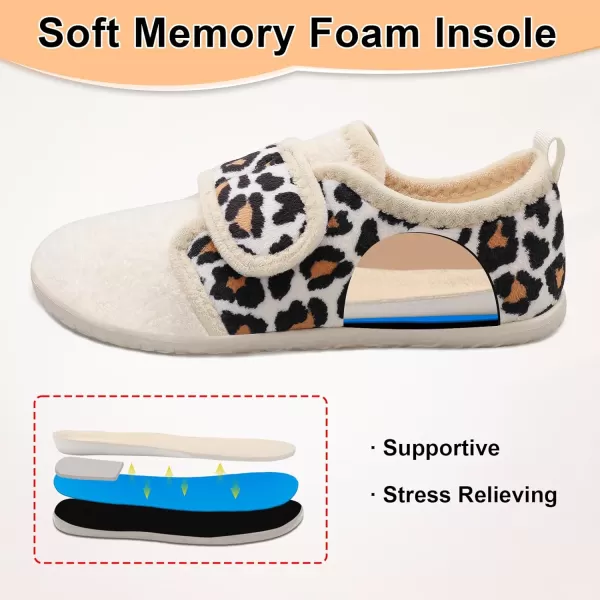 LRUN Barefoot Womens Men Slippers Soft House Slippers for Women Indoor and Outdoor Adjustable Mens Home Shoes Lightweight Bedroom SlippersBeige Leopard