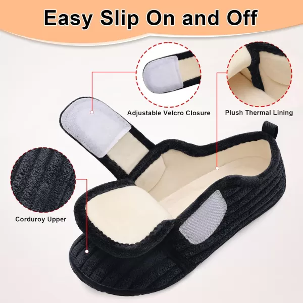 LRUN Barefoot Womens Men Slippers Soft House Slippers for Women Indoor and Outdoor Adjustable Mens Home Shoes Lightweight Bedroom SlippersBlack