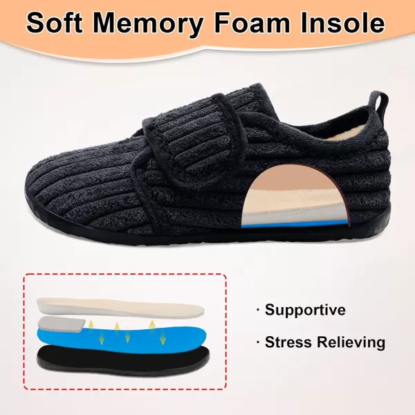 LRUN Barefoot Womens Men Slippers Soft House Slippers for Women Indoor and Outdoor Adjustable Mens Home Shoes Lightweight Bedroom SlippersBlack