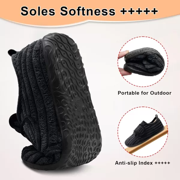 LRUN Barefoot Womens Men Slippers Soft House Slippers for Women Indoor and Outdoor Adjustable Mens Home Shoes Lightweight Bedroom SlippersBlack