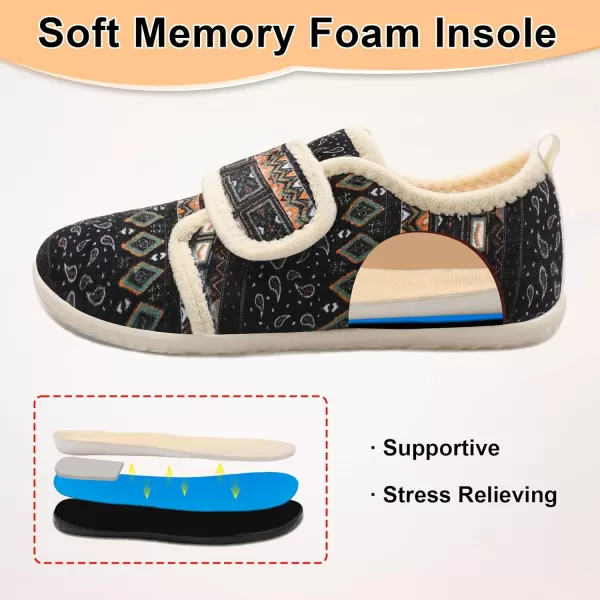 LRUN Barefoot Womens Men Slippers Soft House Slippers for Women Indoor and Outdoor Adjustable Mens Home Shoes Lightweight Bedroom SlippersBlack Bohemia