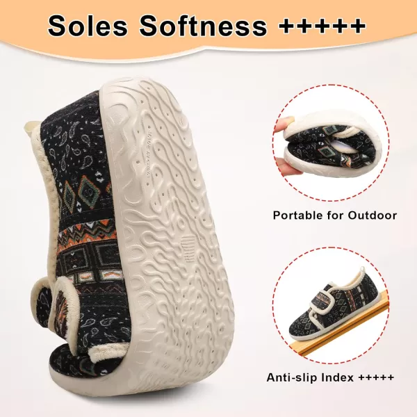 LRUN Barefoot Womens Men Slippers Soft House Slippers for Women Indoor and Outdoor Adjustable Mens Home Shoes Lightweight Bedroom SlippersBlack Bohemia