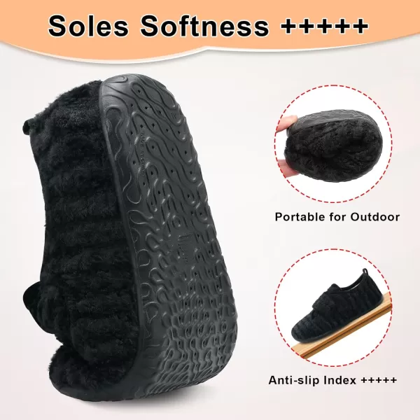 LRUN Barefoot Womens Men Slippers Soft House Slippers for Women Indoor and Outdoor Adjustable Mens Home Shoes Lightweight Bedroom SlippersBlack Stripes