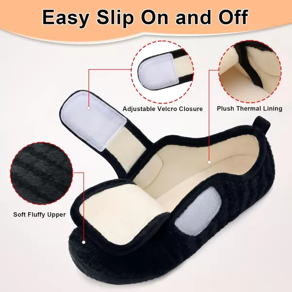 LRUN Barefoot Womens Men Slippers Soft House Slippers for Women Indoor and Outdoor Adjustable Mens Home Shoes Lightweight Bedroom SlippersBlack Stripes