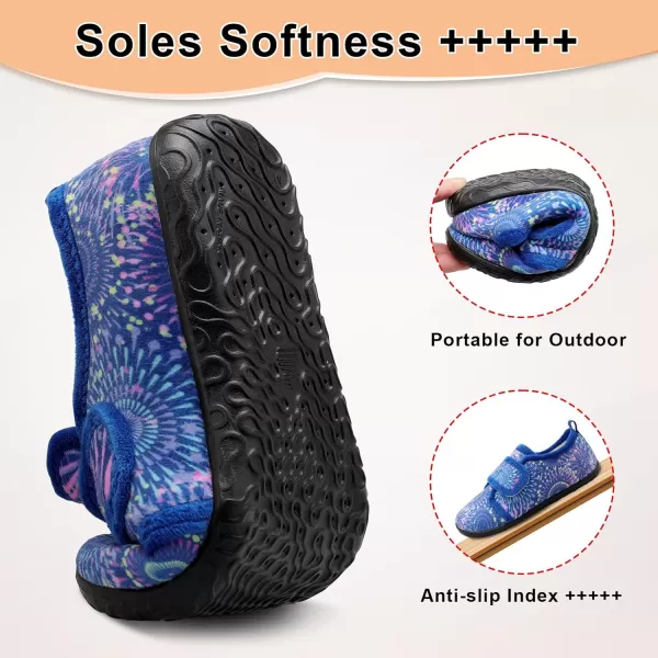 LRUN Barefoot Womens Men Slippers Soft House Slippers for Women Indoor and Outdoor Adjustable Mens Home Shoes Lightweight Bedroom SlippersBlue Pattern