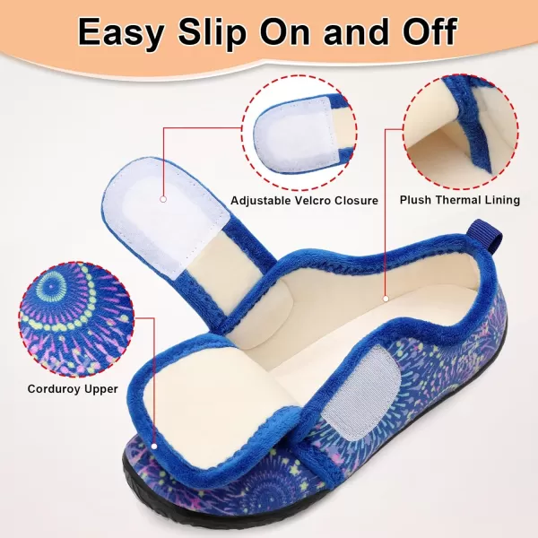 LRUN Barefoot Womens Men Slippers Soft House Slippers for Women Indoor and Outdoor Adjustable Mens Home Shoes Lightweight Bedroom SlippersBlue Pattern