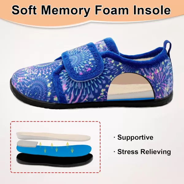LRUN Barefoot Womens Men Slippers Soft House Slippers for Women Indoor and Outdoor Adjustable Mens Home Shoes Lightweight Bedroom SlippersBlue Pattern