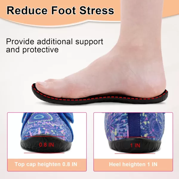 LRUN Barefoot Womens Men Slippers Soft House Slippers for Women Indoor and Outdoor Adjustable Mens Home Shoes Lightweight Bedroom SlippersBlue Pattern
