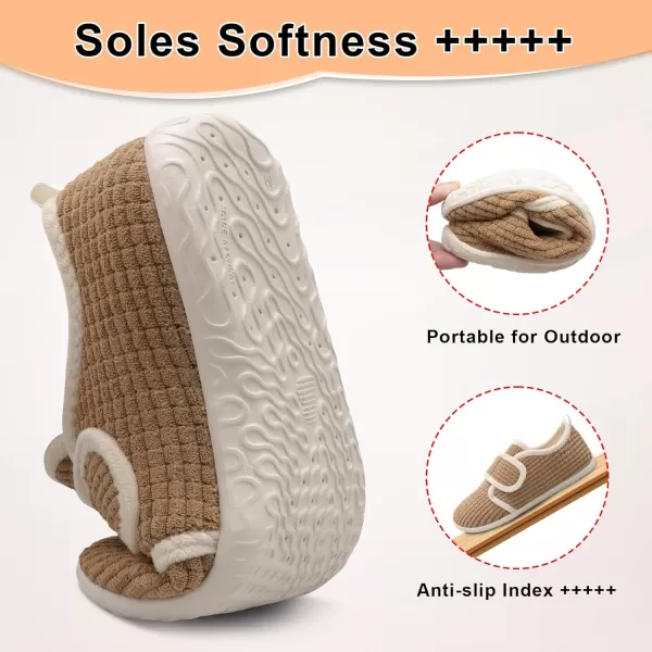 LRUN Barefoot Womens Men Slippers Soft House Slippers for Women Indoor and Outdoor Adjustable Mens Home Shoes Lightweight Bedroom SlippersBrown