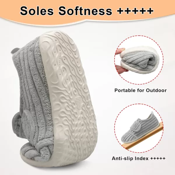 LRUN Barefoot Womens Men Slippers Soft House Slippers for Women Indoor and Outdoor Adjustable Mens Home Shoes Lightweight Bedroom SlippersGrey