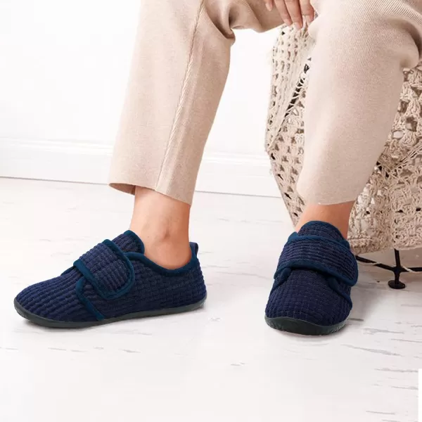 LRUN Barefoot Womens Men Slippers Soft House Slippers for Women Indoor and Outdoor Adjustable Mens Home Shoes Lightweight Bedroom SlippersNavy
