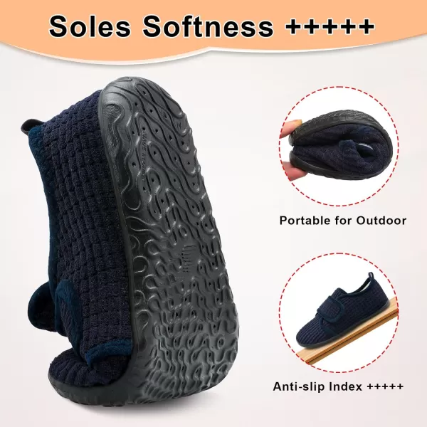LRUN Barefoot Womens Men Slippers Soft House Slippers for Women Indoor and Outdoor Adjustable Mens Home Shoes Lightweight Bedroom SlippersNavy