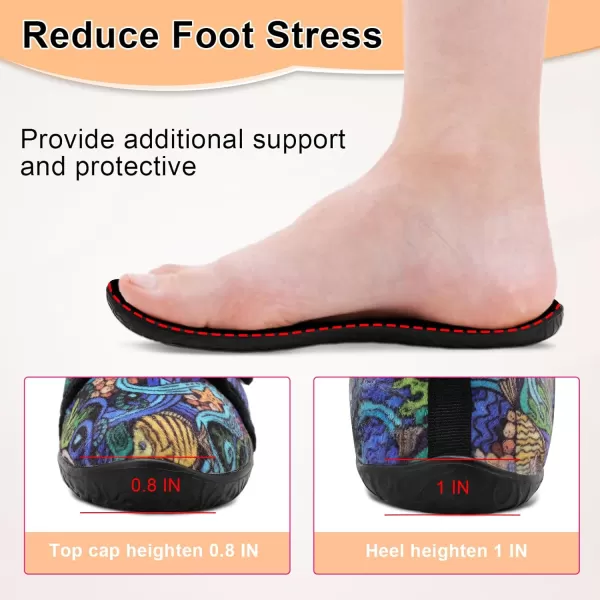 LRUN Barefoot Womens Men Slippers Soft House Slippers for Women Indoor and Outdoor Adjustable Mens Home Shoes Lightweight Bedroom SlippersSea World