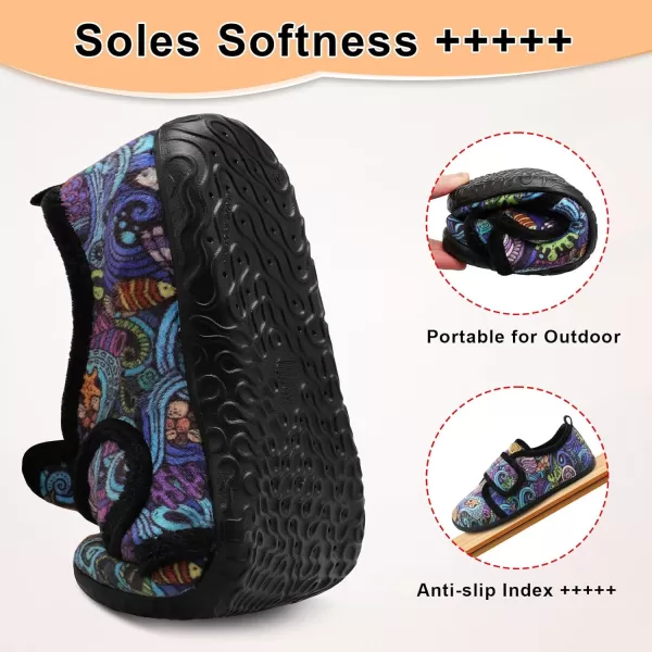 LRUN Barefoot Womens Men Slippers Soft House Slippers for Women Indoor and Outdoor Adjustable Mens Home Shoes Lightweight Bedroom SlippersSea World