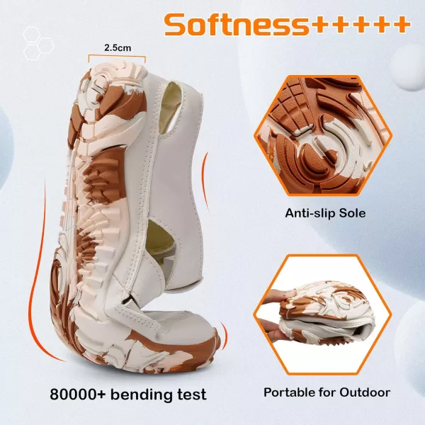 LRUN Flat Sandals Barefoot Platform Shoes Athletic Sports Sandals Walking Shoes for Women Men Indoor Outdoor SneakerBeige