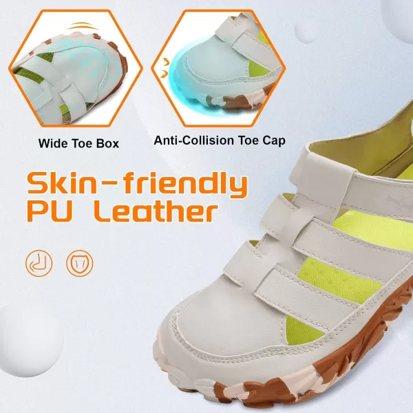 LRUN Flat Sandals Barefoot Platform Shoes Athletic Sports Sandals Walking Shoes for Women Men Indoor Outdoor SneakerBeige