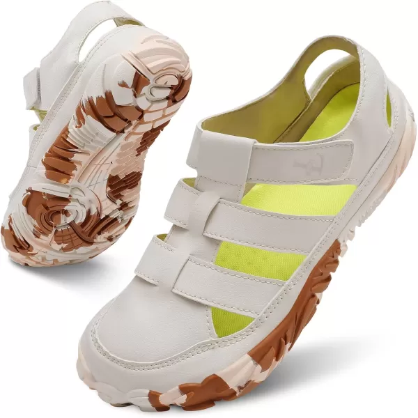 LRUN Flat Sandals Barefoot Platform Shoes Athletic Sports Sandals Walking Shoes for Women Men Indoor Outdoor SneakerBeige