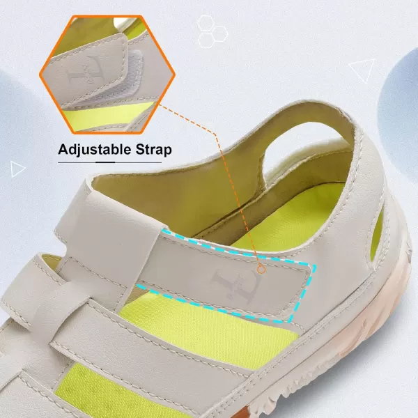 LRUN Flat Sandals Barefoot Platform Shoes Athletic Sports Sandals Walking Shoes for Women Men Indoor Outdoor SneakerBeige