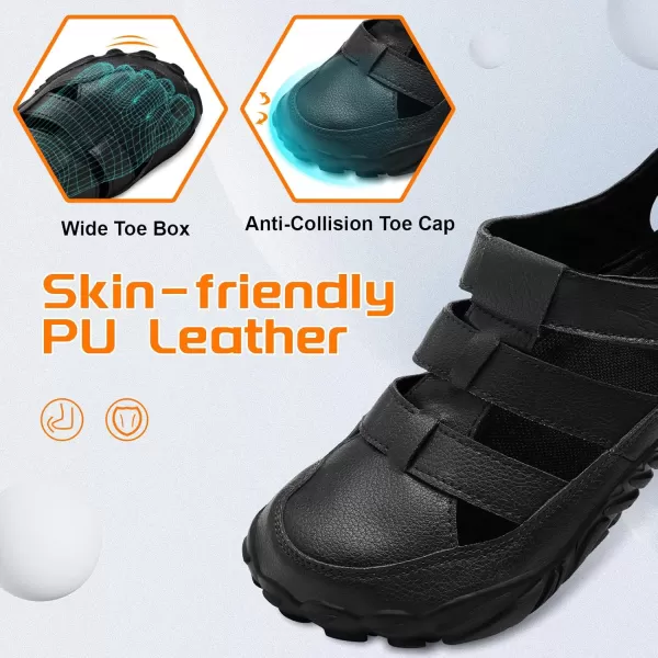 LRUN Flat Sandals Barefoot Platform Shoes Athletic Sports Sandals Walking Shoes for Women Men Indoor Outdoor SneakerBlack