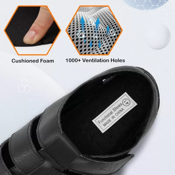 LRUN Flat Sandals Barefoot Platform Shoes Athletic Sports Sandals Walking Shoes for Women Men Indoor Outdoor SneakerBlack