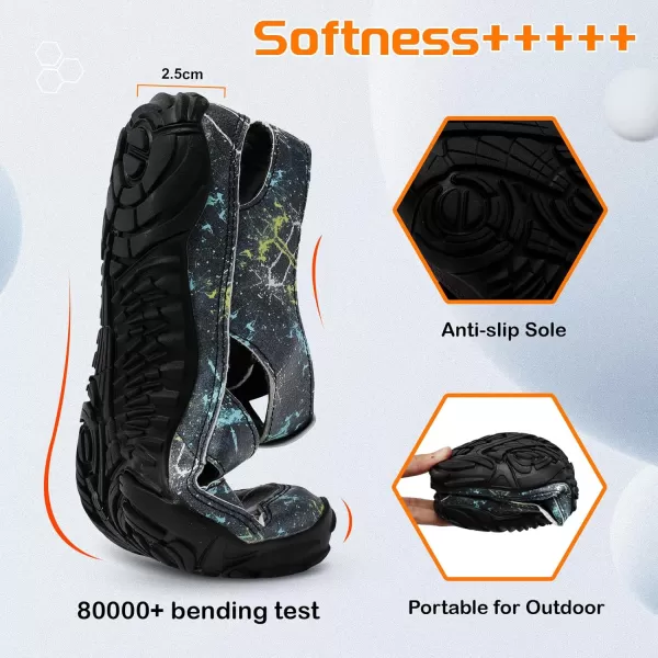 LRUN Flat Sandals Barefoot Platform Shoes Athletic Sports Sandals Walking Shoes for Women Men Indoor Outdoor SneakerBlack Drawings